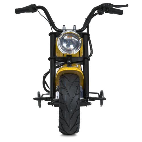 Дитячий двомісний електромотоцикл Bambi Harley-Davidson з підсвіткою та підніжкою (MP3), до 80 кг, до 20 км, жовтий