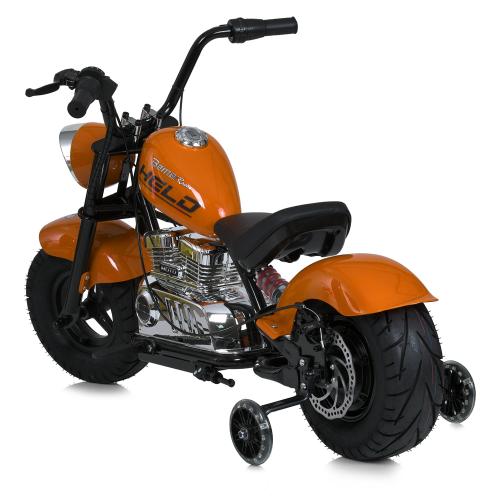 Дитячий двомісний електромотоцикл Bambi Harley-Davidson з підсвіткою та підніжкою (MP3), до 80 кг, до 20 км, помаранчевий