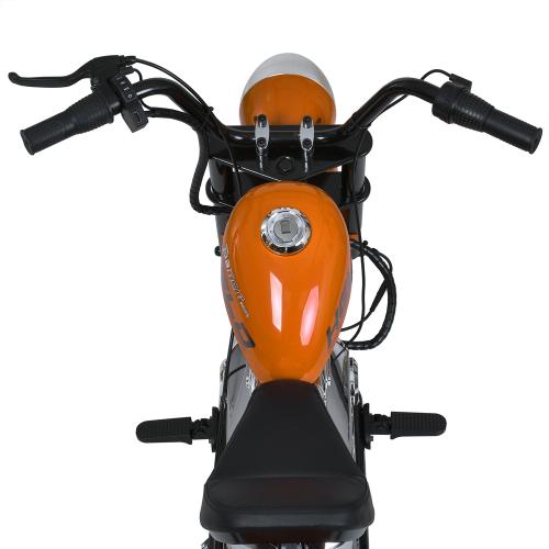 Дитячий двомісний електромотоцикл Bambi Harley-Davidson з підсвіткою та підніжкою (MP3), до 80 кг, до 20 км, помаранчевий