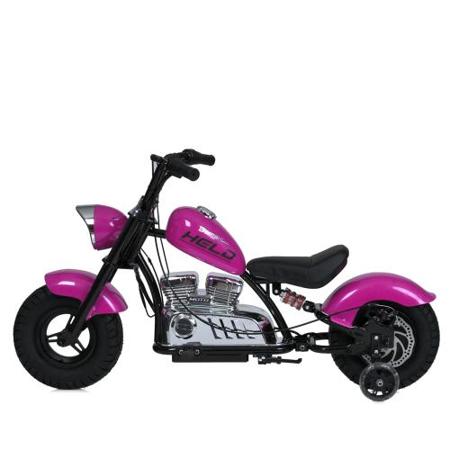 Дитячий двомісний електромотоцикл Bambi Harley-Davidson з підсвіткою та підніжкою (MP3), до 80 кг, до 20 км, рожевий