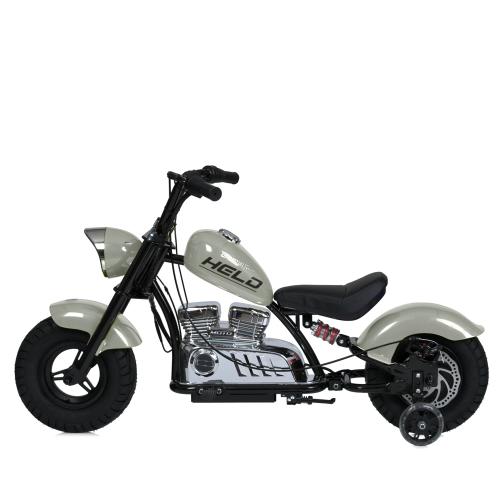 Дитячий двомісний електромотоцикл Bambi Harley-Davidson з підсвіткою та підніжкою (MP3), до 80 кг, до 20 км, сірий