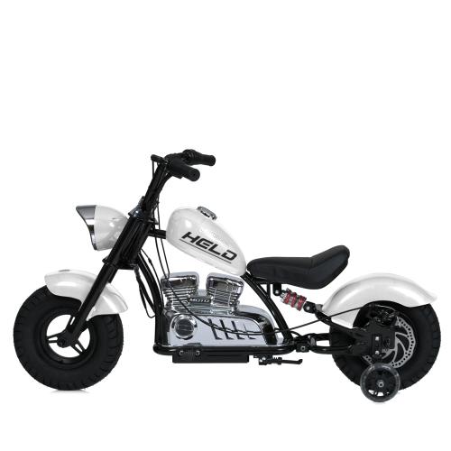 Дитячий двомісний електромотоцикл Bambi Harley-Davidson з підсвіткою та підніжкою (MP3), до 80 кг, до 20 км, білий