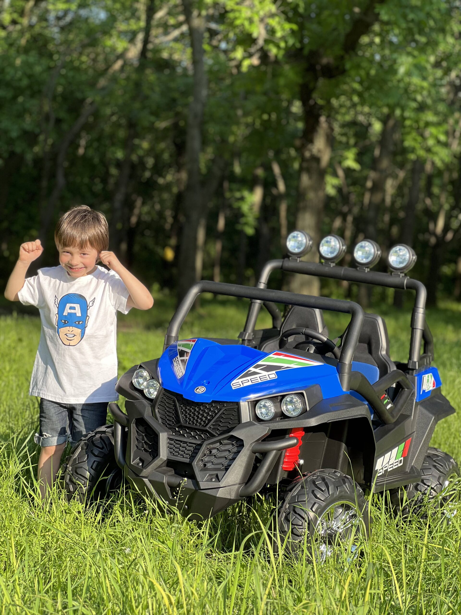 Дитячий двомісний повнопривідний електромобіль Bambi Buggy 4x4 RSX (MP3) з багажником, до 50 кг, до 7 км, синій