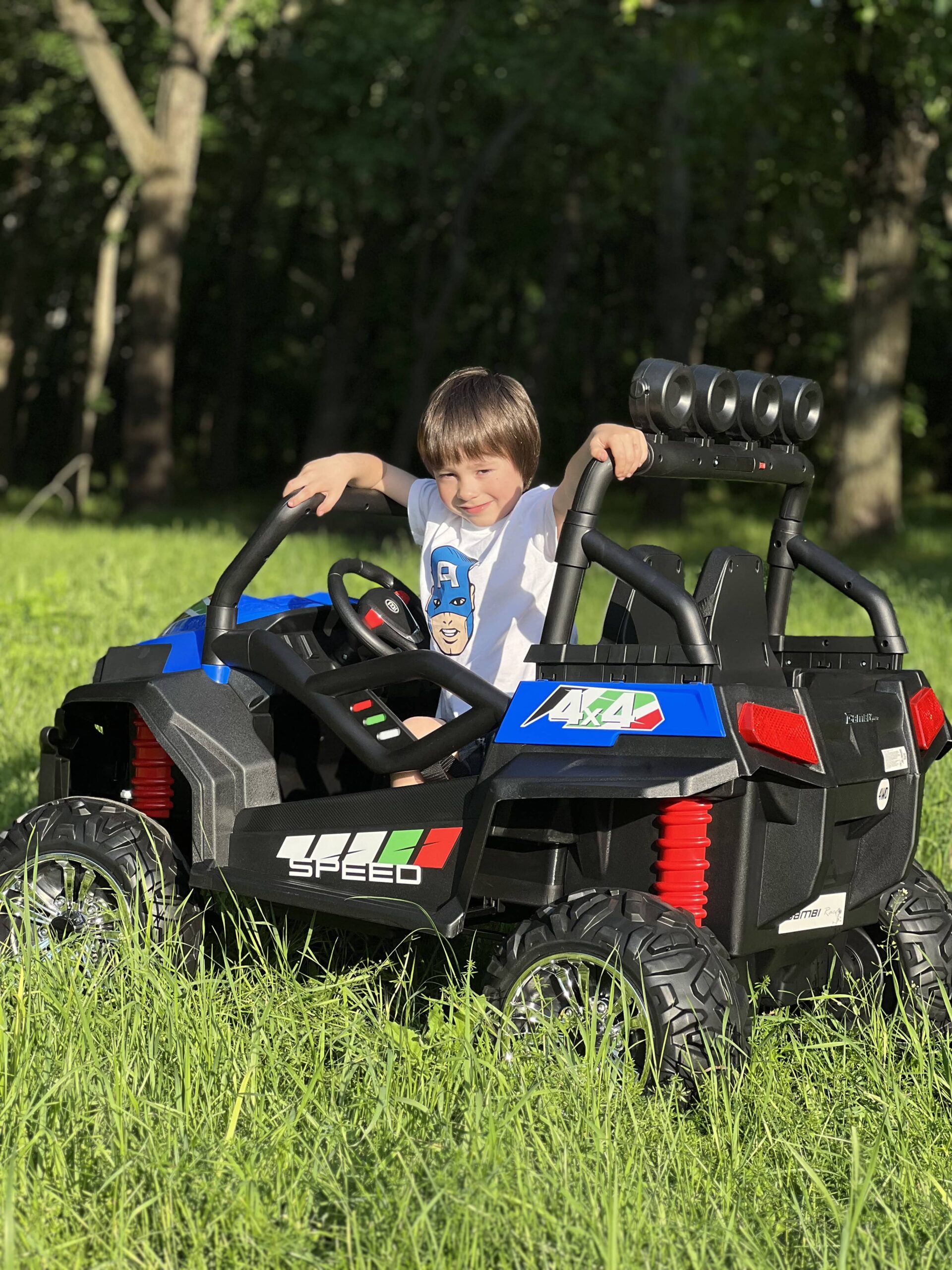 Дитячий двомісний повнопривідний електромобіль Bambi Buggy 4x4 RSX (MP3) з багажником, до 50 кг, до 7 км, синій