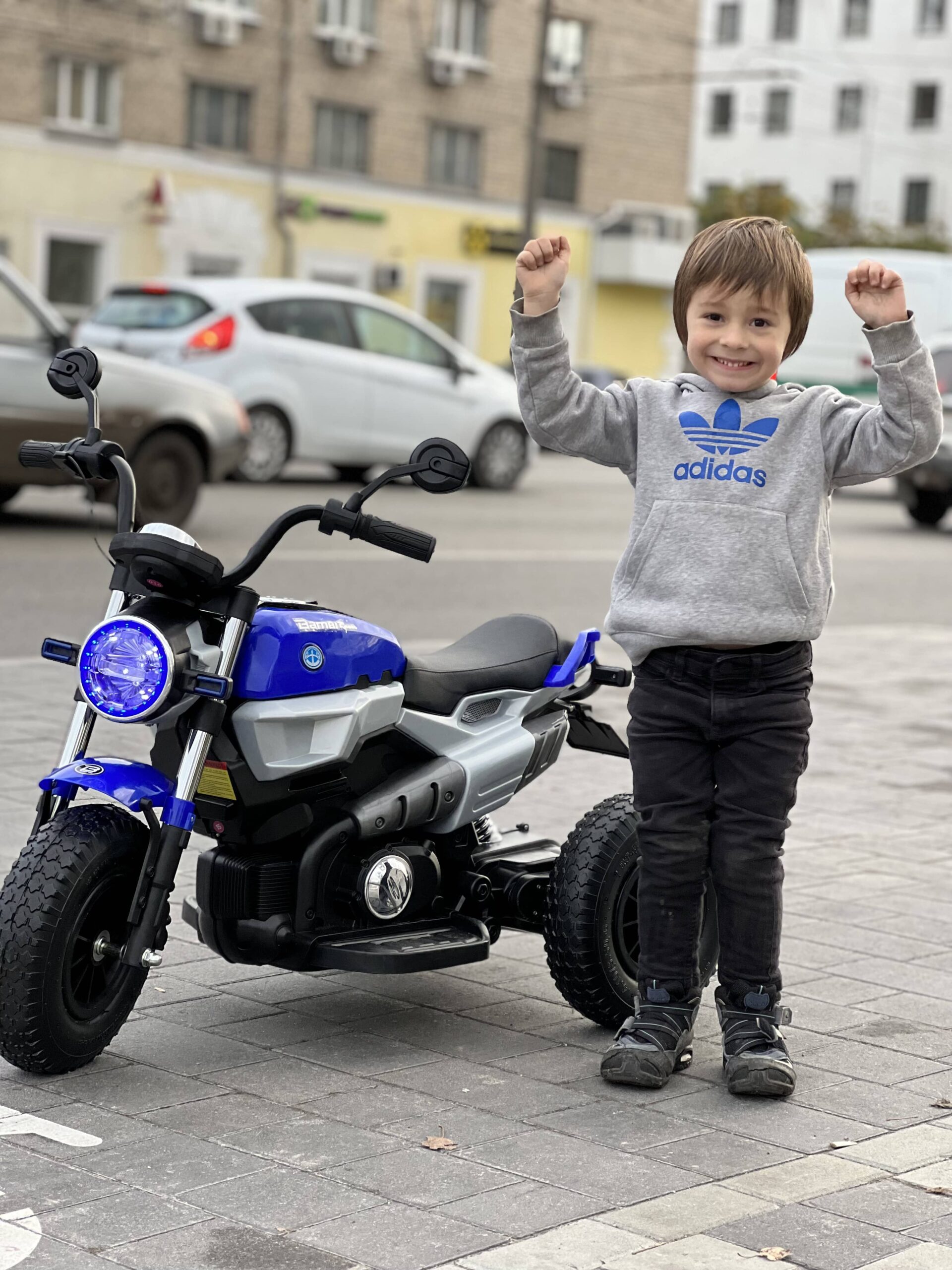 Дитячий електромотоцикл Bambi BMW R nineT Pure NEW (MP3) триколісний з гумовими колесами, синій