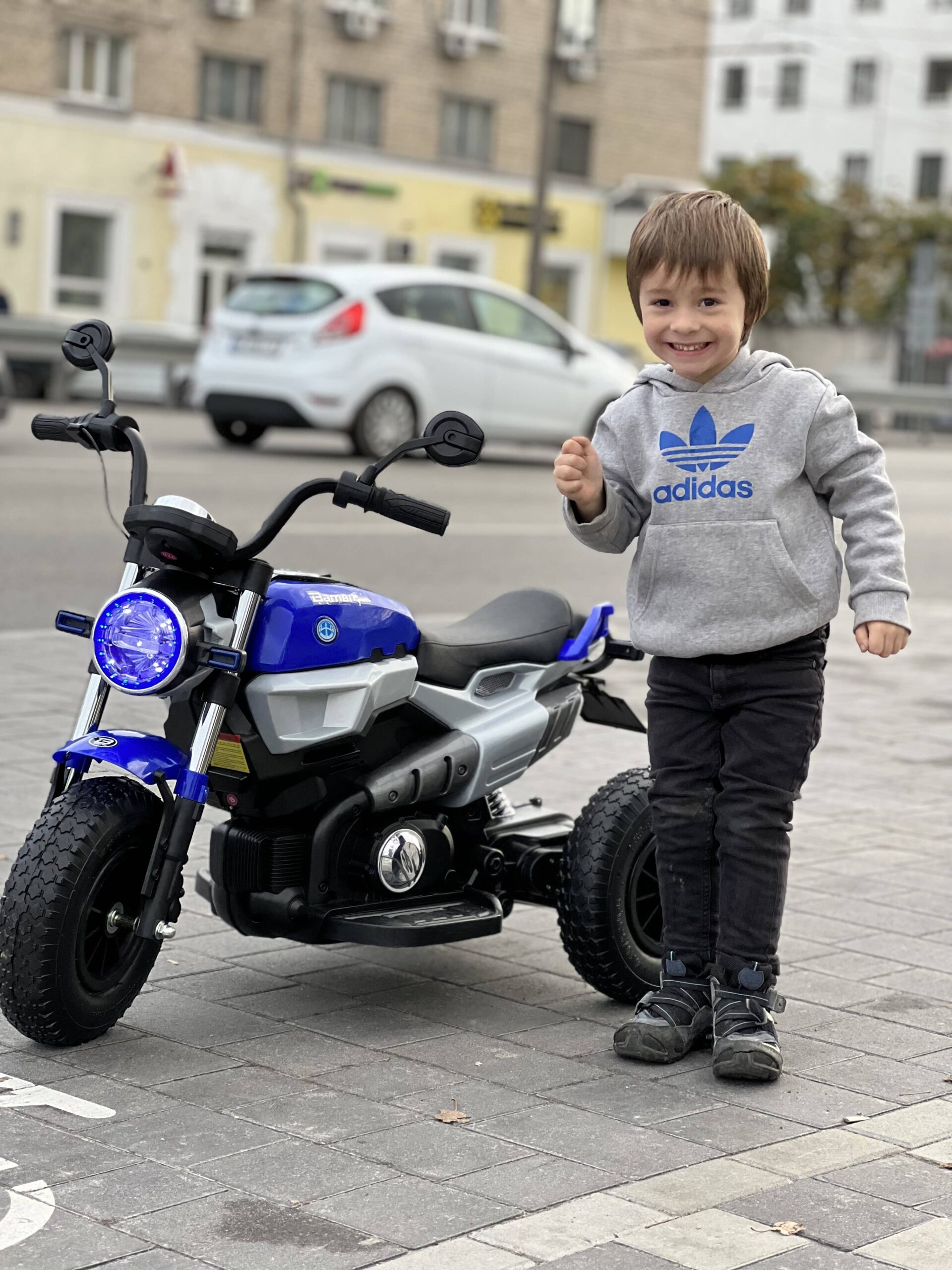 Дитячий електромотоцикл Bambi BMW R nineT Pure NEW (MP3) триколісний з гумовими колесами, синій