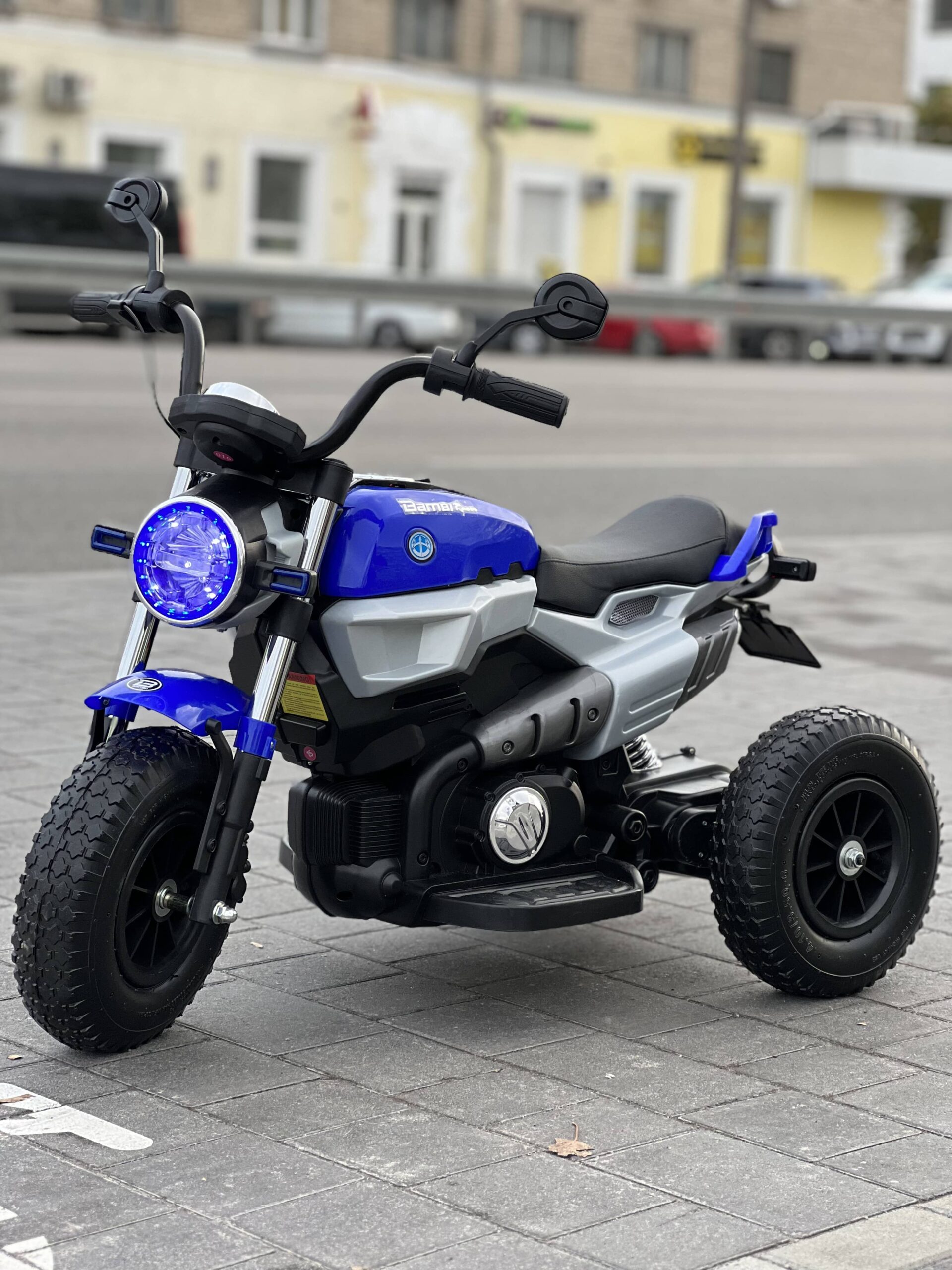 Дитячий електромотоцикл Bambi BMW R nineT Pure NEW (MP3) триколісний з гумовими колесами, синій