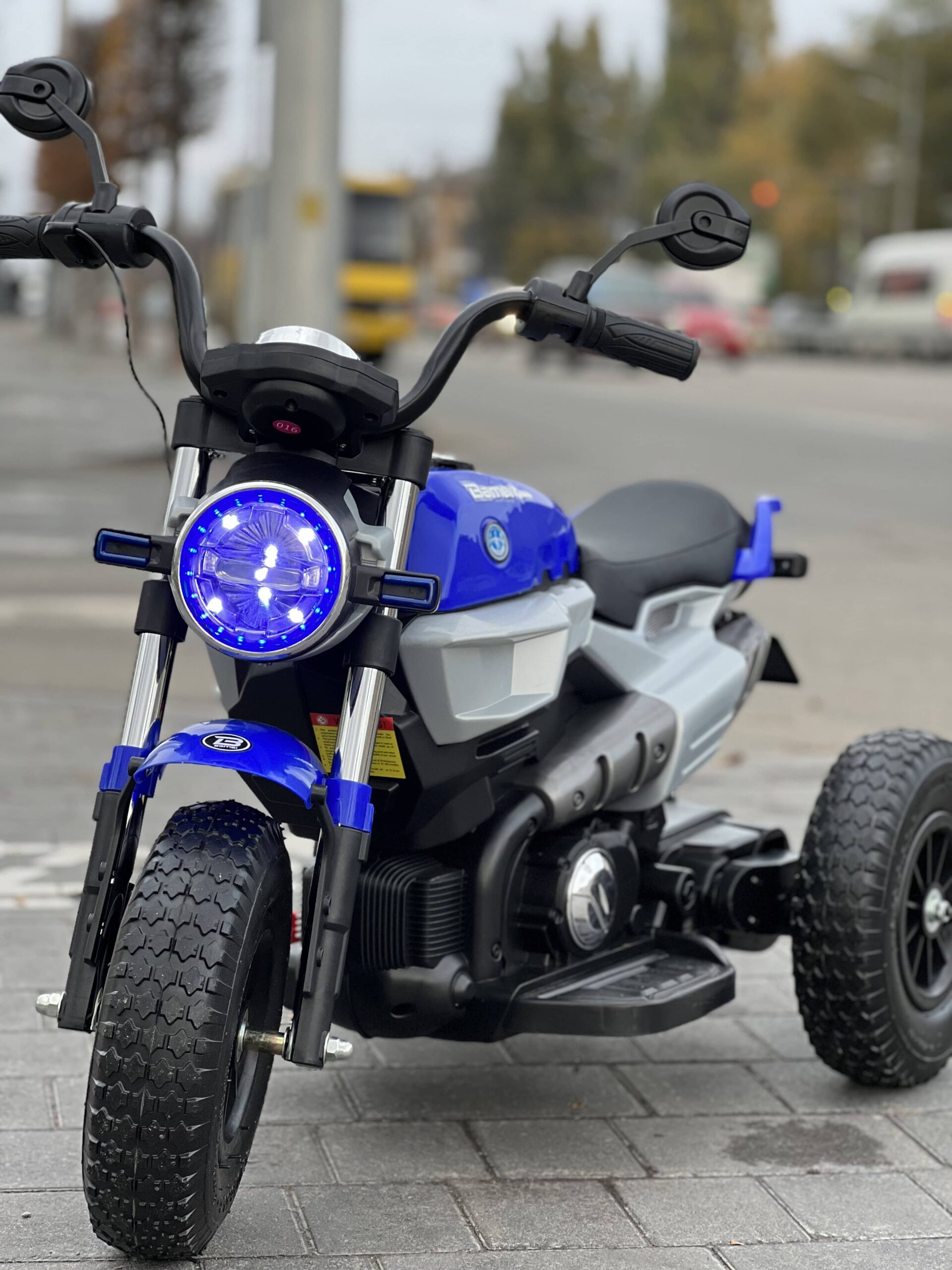 Дитячий електромотоцикл Bambi BMW R nineT Pure NEW (MP3) триколісний з гумовими колесами, синій