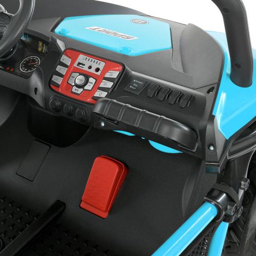 Дитячий двомісний повнопривідний електромобіль Bambi Buggy UTV SPORT SMILING (4x80W) з багажником, блакитний