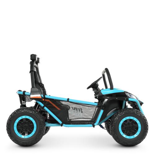 Дитячий двомісний повнопривідний електромобіль Bambi Buggy UTV SPORT SMILING (4x80W) з багажником, блакитний