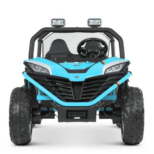 Дитячий двомісний повнопривідний електромобіль Bambi Buggy UTV SPORT SMILING (4x80W) з багажником, блакитний