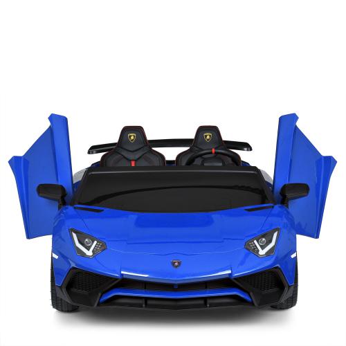 Дитячий двомісний електромобіль Lamborghini Aventador SV (MP3) до 100 кг, синій