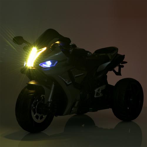 Дитячий триколісний електромотоцикл Yamaha R1 (MP3) з автофарбуванням, сірий