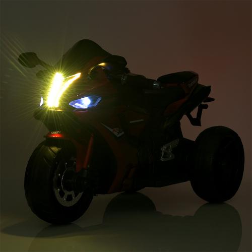 Дитячий триколісний електромотоцикл Yamaha R1 (MP3) з автофарбуванням, чорний