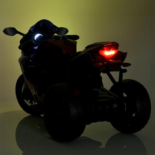 Дитячий триколісний електромотоцикл Yamaha R1 (MP3) з автофарбуванням, чорний