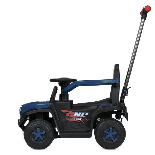 Дитячий толокар-електромобіль Bambi Super Car Mercedes Unimog ONC (MP3) з багажником, батьківською ручкою та пультом керування, синій