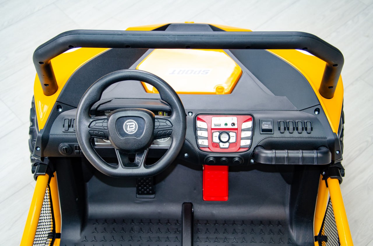 Дитячий двомісний електромобіль Bambi Buggy UTV SPORT SMILING (2x150W) з багажником, помаранчевий
