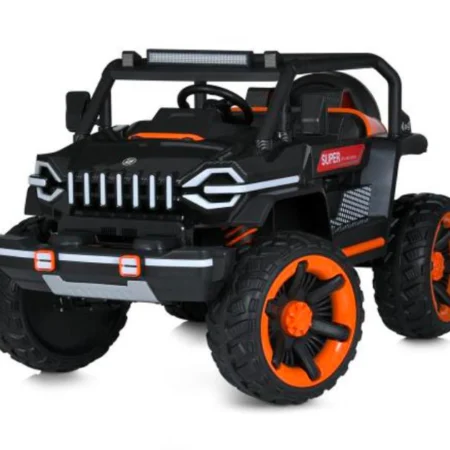Дитячий повнопривідний електромобіль Jeep Super 4x4 з ручкою для транспортування та автофарбуванням, чорний