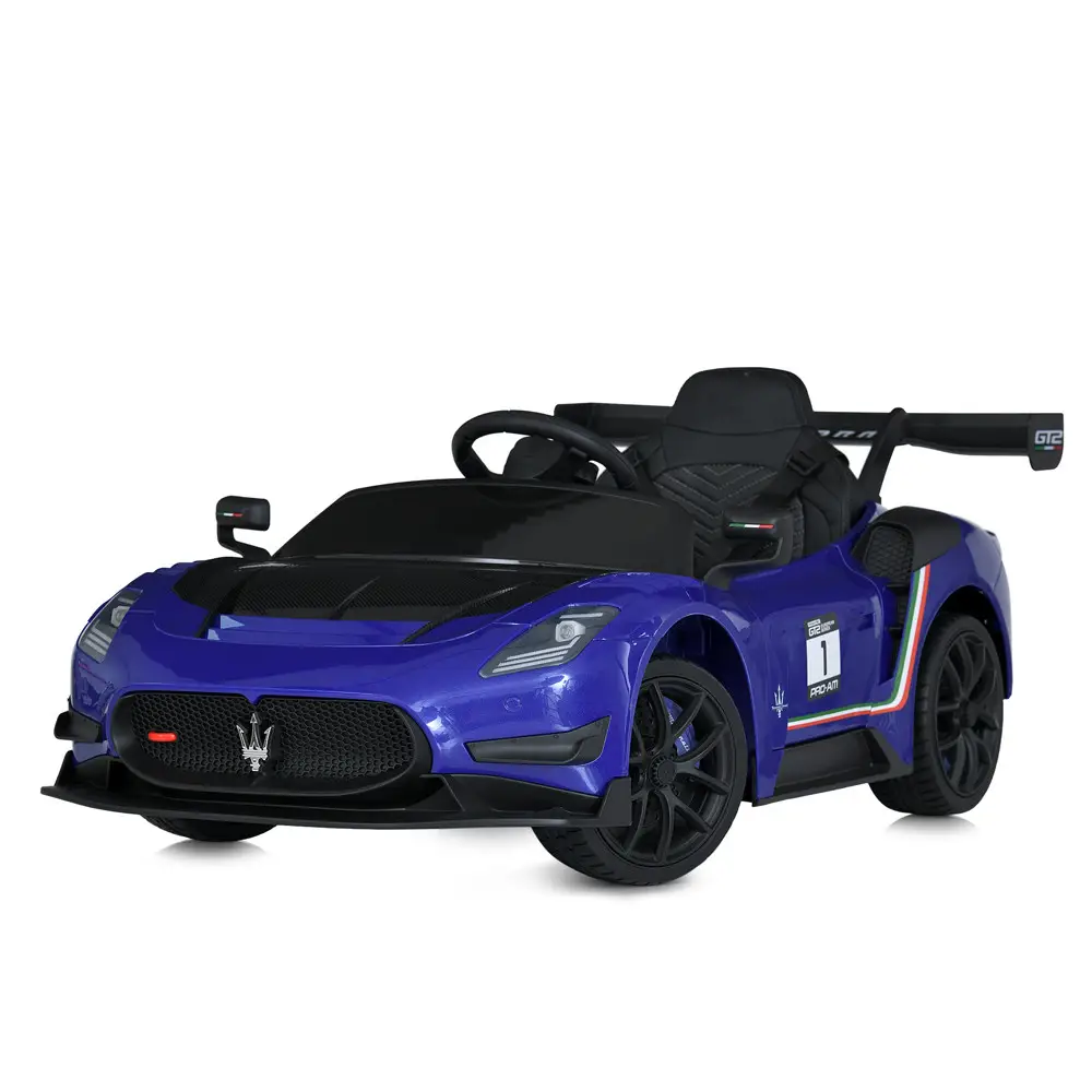 Дитячий повнопривідний електромобіль Maserati MC20 GT2 Motorsport зі спойлером, синій
