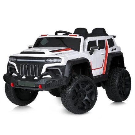Детский полноприводный электромобиль Super Wheele с багажником и ручкой для транспортировки, белый