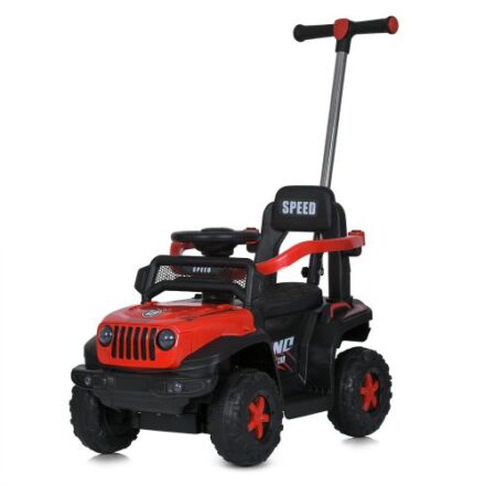 Дитячий толокар-електромобіль Super Car Jeep ONC (MP3) з багажником, батьківською ручкою та пультом керування, червоний