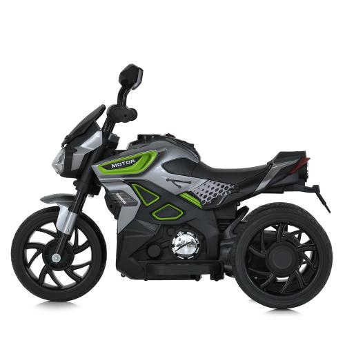 Дитячий триколісний електромотоцикл MOTOR (MP3) з автофарбуванням, сірий