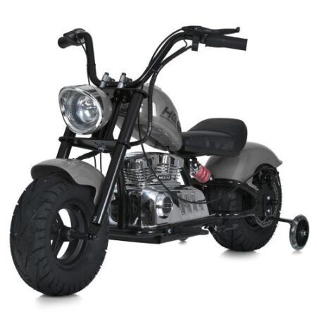 Дитячий двомісний електромотоцикл Bambi Harley-Davidson з підсвіткою та підніжкою (MP3), до 80 кг, до 20 км, сірий