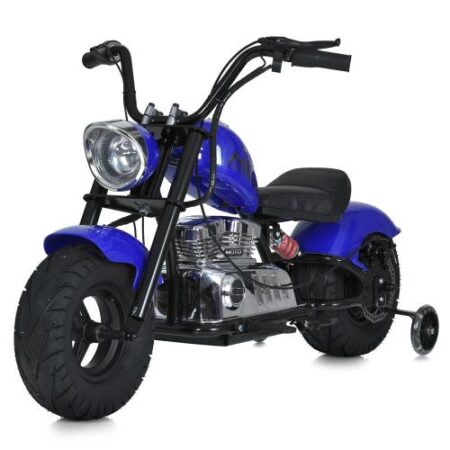 Дитячий двомісний електромотоцикл Bambi Harley-Davidson з підсвіткою та підніжкою (MP3), до 80 кг, до 20 км, синій