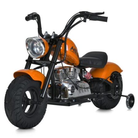 Дитячий двомісний електромотоцикл Bambi Harley-Davidson з підсвіткою та підніжкою (MP3), до 80 кг, до 20 км, помаранчевий