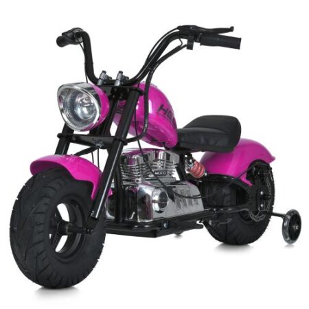 Дитячий двомісний електромотоцикл Bambi Harley-Davidson з підсвіткою та підніжкою (MP3), до 80 кг, до 20 км, рожевий