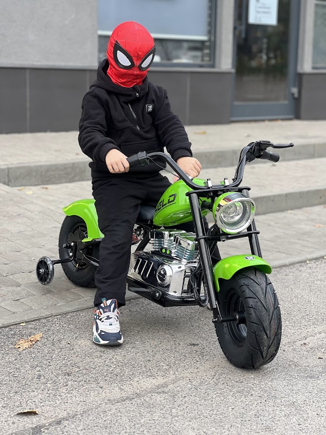 Дитячий двомісний електромотоцикл Bambi Harley-Davidson з підсвіткою та підніжкою (MP3), до 80 кг, до 20 км, зелений