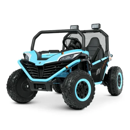 Дитячий двомісний повнопривідний електромобіль Bambi Buggy UTV SPORT SMILING (4x80W) з багажником, блакитний