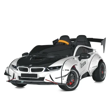 Дитячий двомісний електромобіль BMW STAR Soverspeed (MP3) з підсвіткою та спойлером, до 50 кг, до 8 км, білий