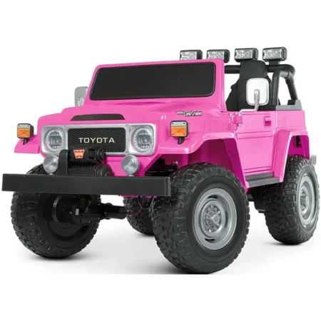 Дитячий двомісний повнопривідний електромобіль Bambi Toyota Land Cruiser (MP3) з ручкою для транспортування та багажником, рожевий