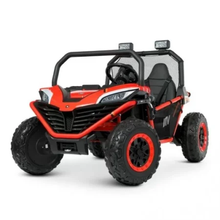 Дитячий двомісний повнопривідний електромобіль Bambi Buggy UTV SPORT SMILING (4x80W) з багажником, червоний
