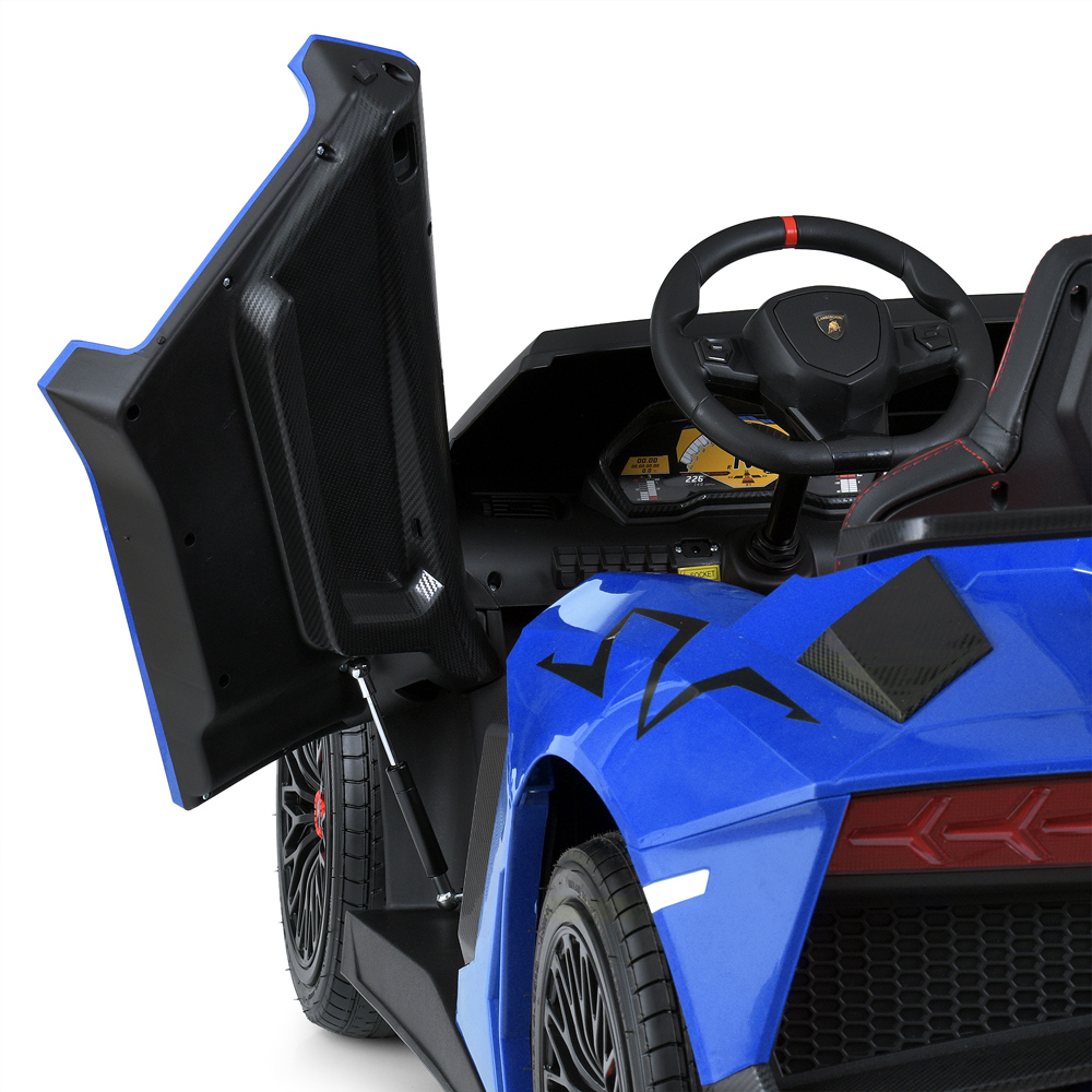 Дитячий двомісний електромобіль Lamborghini Aventador SV (MP3) до 100 кг, синій