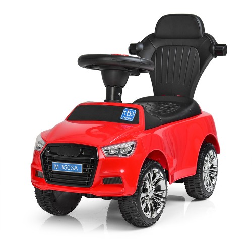 Дитячий толокар-каталка Bambi Audi B з багажником та батьківською ручкою, червоний