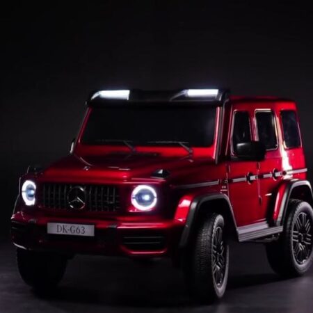 Дитячий двомісний повнопривідний електромобіль Mercedes G63 з автофарбуванням, до 80 кг, червоний