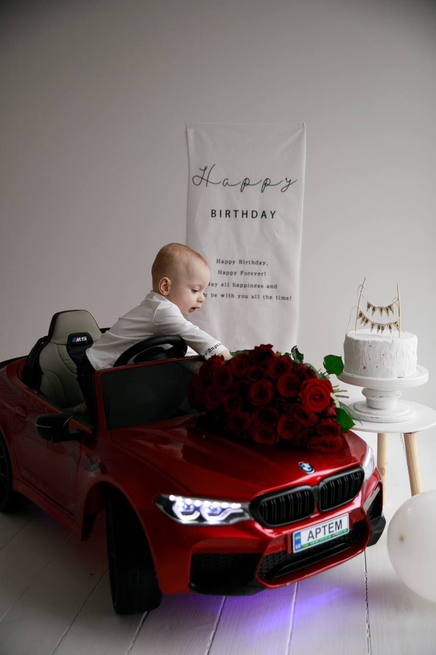 Дитячий електромобіль Bambi BMW M5 СS (MP3) з додатковими коліщадками, ручкою для транспортування та автофарбуванням, червоний