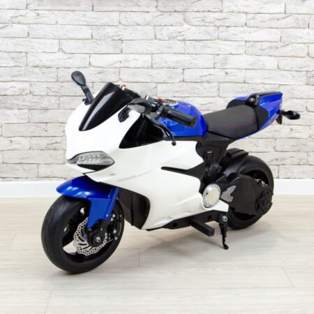 Дитячий швидкісний електромотоцикл Bambi Ducati 1629 Respect (MP3), до 50 кг, до 20 км, біло-синій