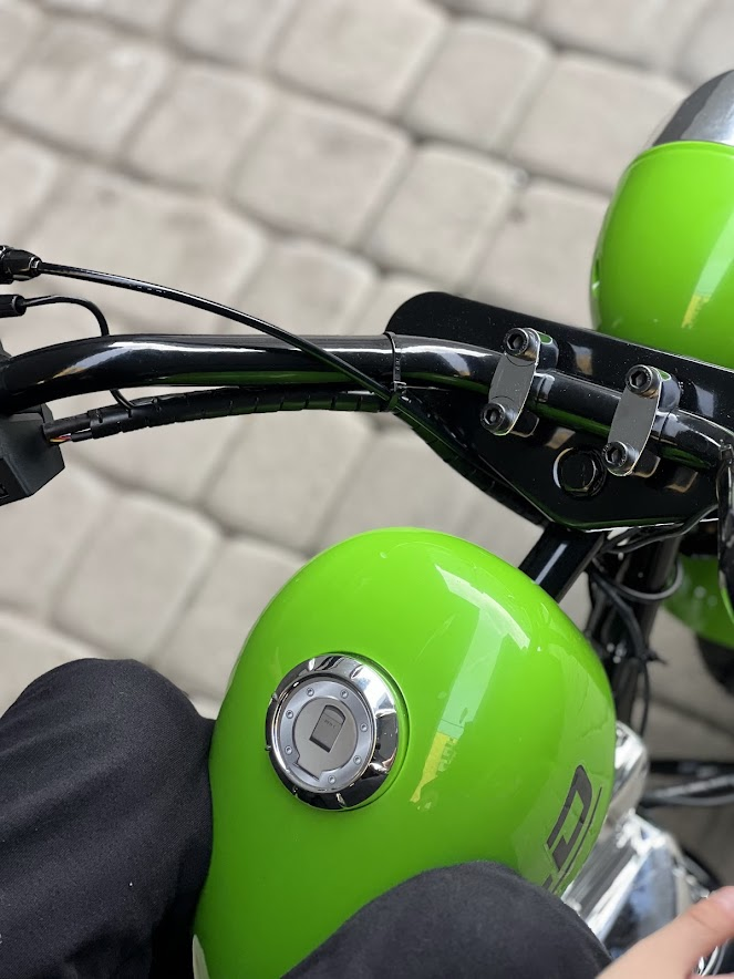 Дитячий двомісний електромотоцикл Bambi Harley-Davidson з підсвіткою та підніжкою (MP3), до 80 кг, до 20 км, зелений