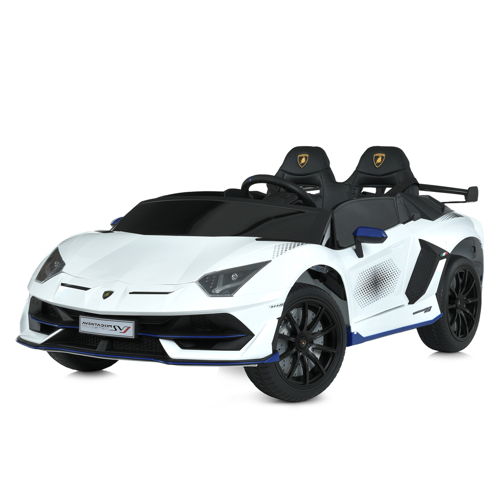 Дитячий електромобіль Lamborghini Aventador SVJ WHITE, повнопривідний, білий