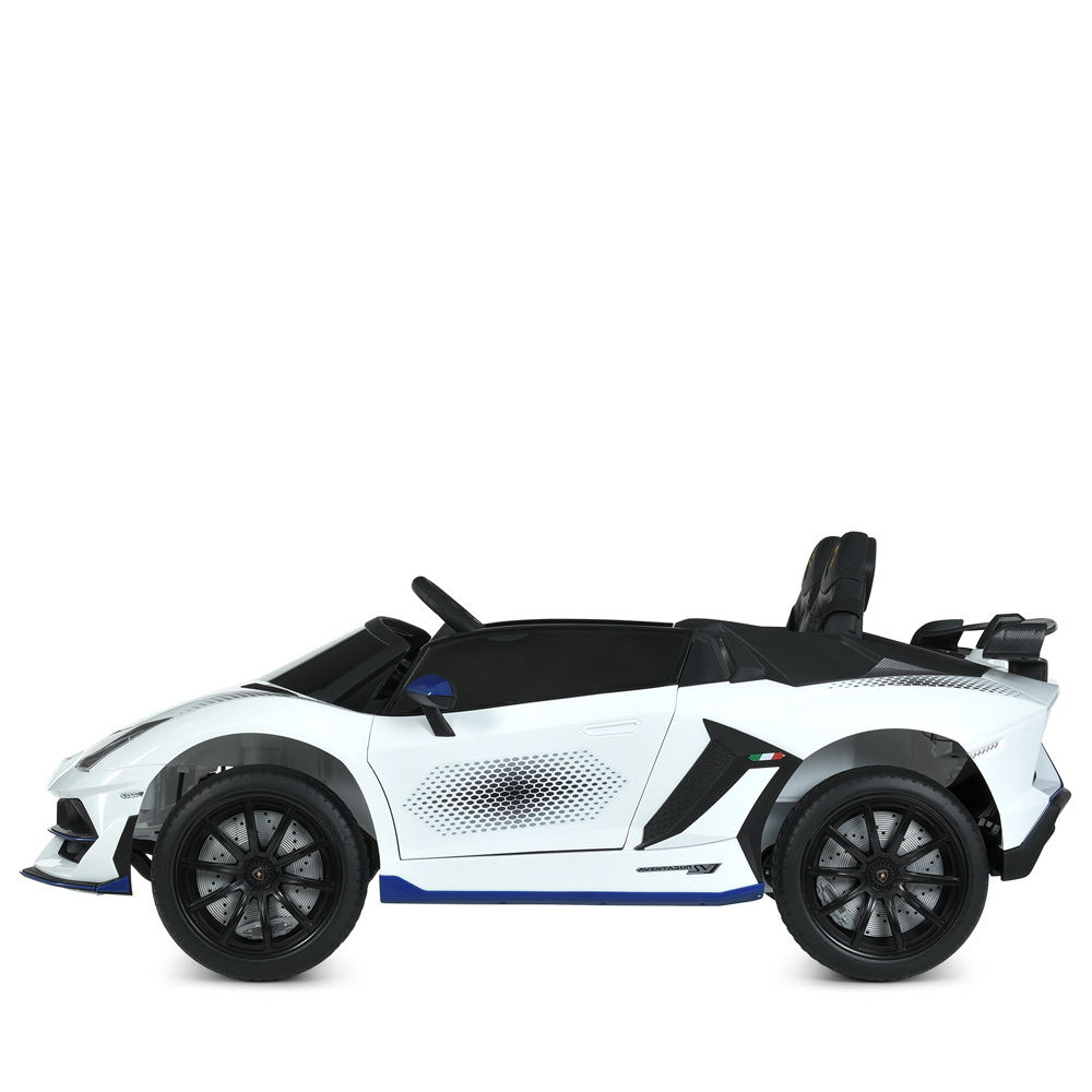 Дитячий електромобіль Lamborghini Aventador SVJ WHITE, повнопривідний, білий