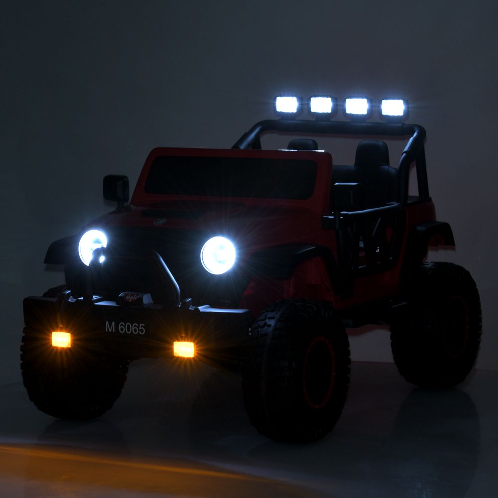 Дитячий електромобіль Bambi Jeep з додатковими ліхтарями, червоний