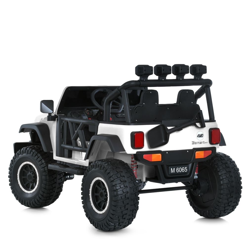 Дитячий електромобіль Bambi Jeep з додатковими ліхтарями, білий