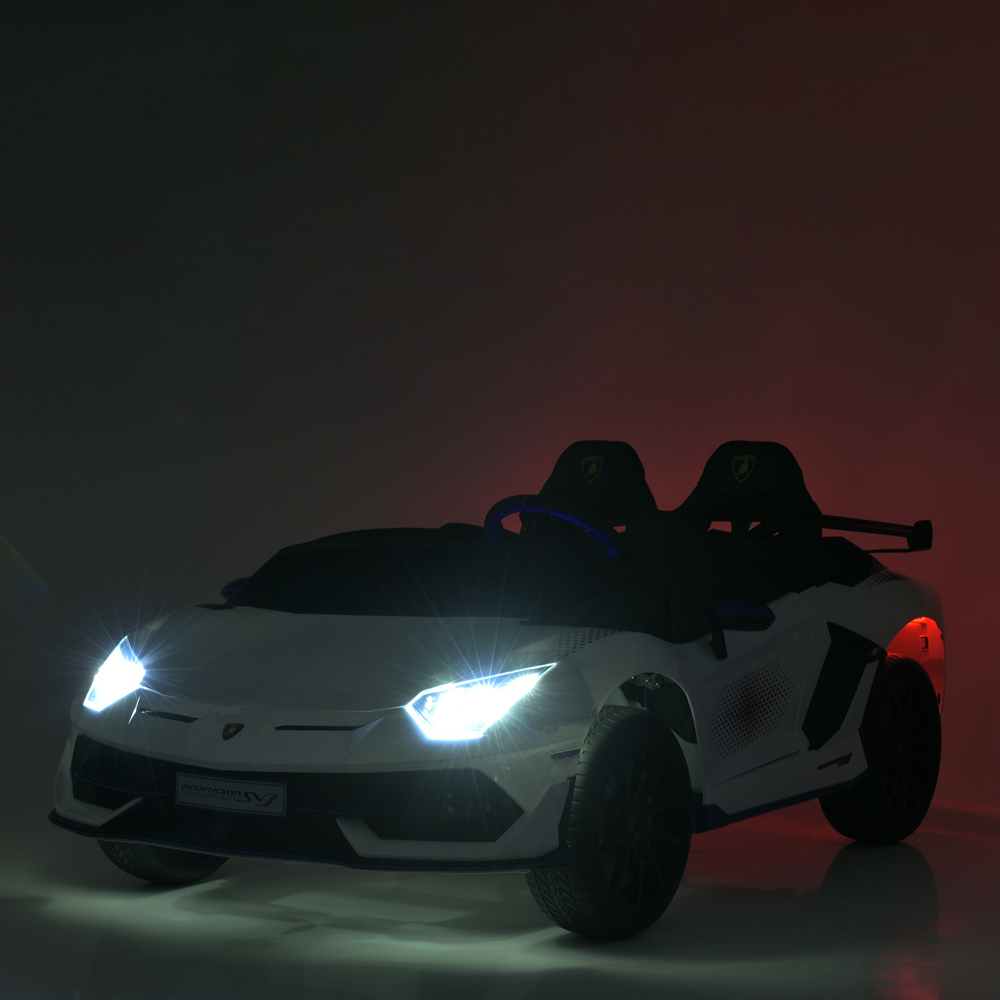Дитячий електромобіль Lamborghini Aventador SVJ WHITE, повнопривідний, білий