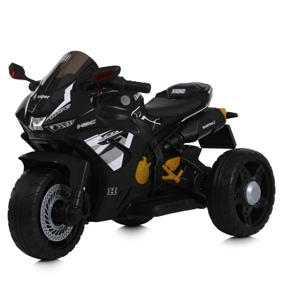 Дитячий електромотоцикл Bambi Kawasaki з трьома колесами, чорний