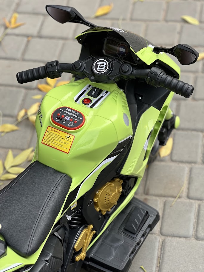 Дитячий електромотоцикл Bambi Kawasaki з трьома колесами, зелений