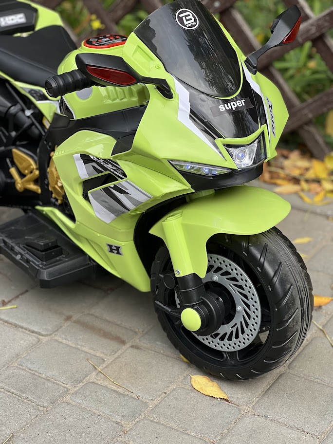 Дитячий електромотоцикл Bambi Kawasaki з трьома колесами, зелений