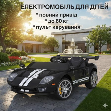 Дитячий електромобіль Bambi Ford зі спойлером та пультом керування, чорний